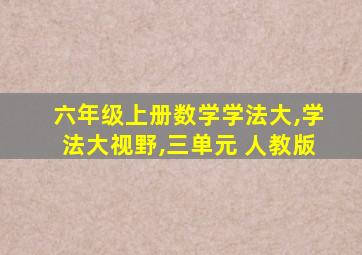 六年级上册数学学法大,学法大视野,三单元 人教版